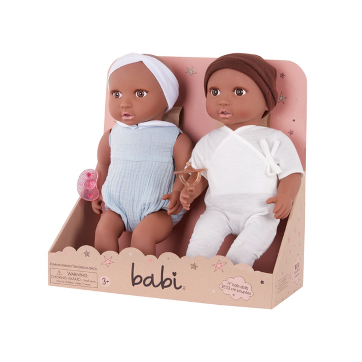 LULLABABY - Muñecos bebés mellizos modelo 2 ojos marrones