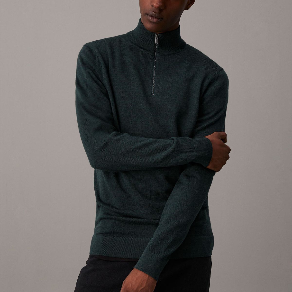 CALVIN KLEIN - SWEATER MERINO RWS QUARTER ZIP