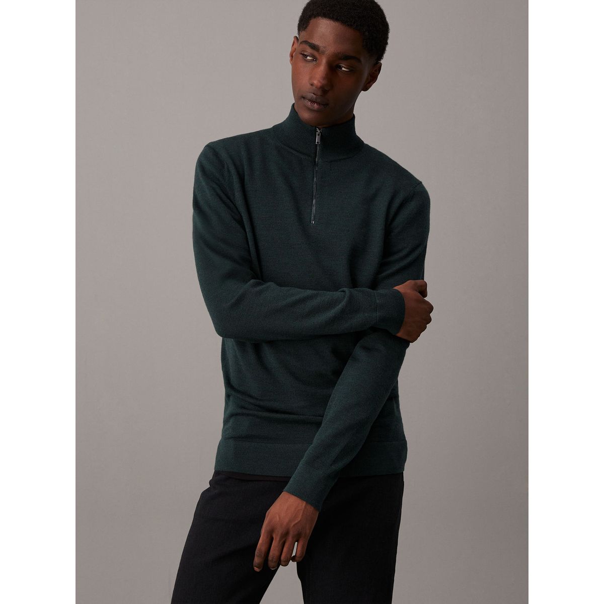 CALVIN KLEIN - SWEATER MERINO RWS QUARTER ZIP