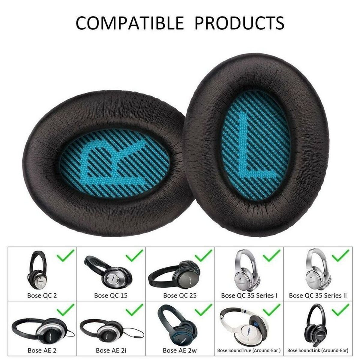 GENERICO - Almohadillas para audífonos BOSE QC35II QC35 QC25 QC15 AE2  negro