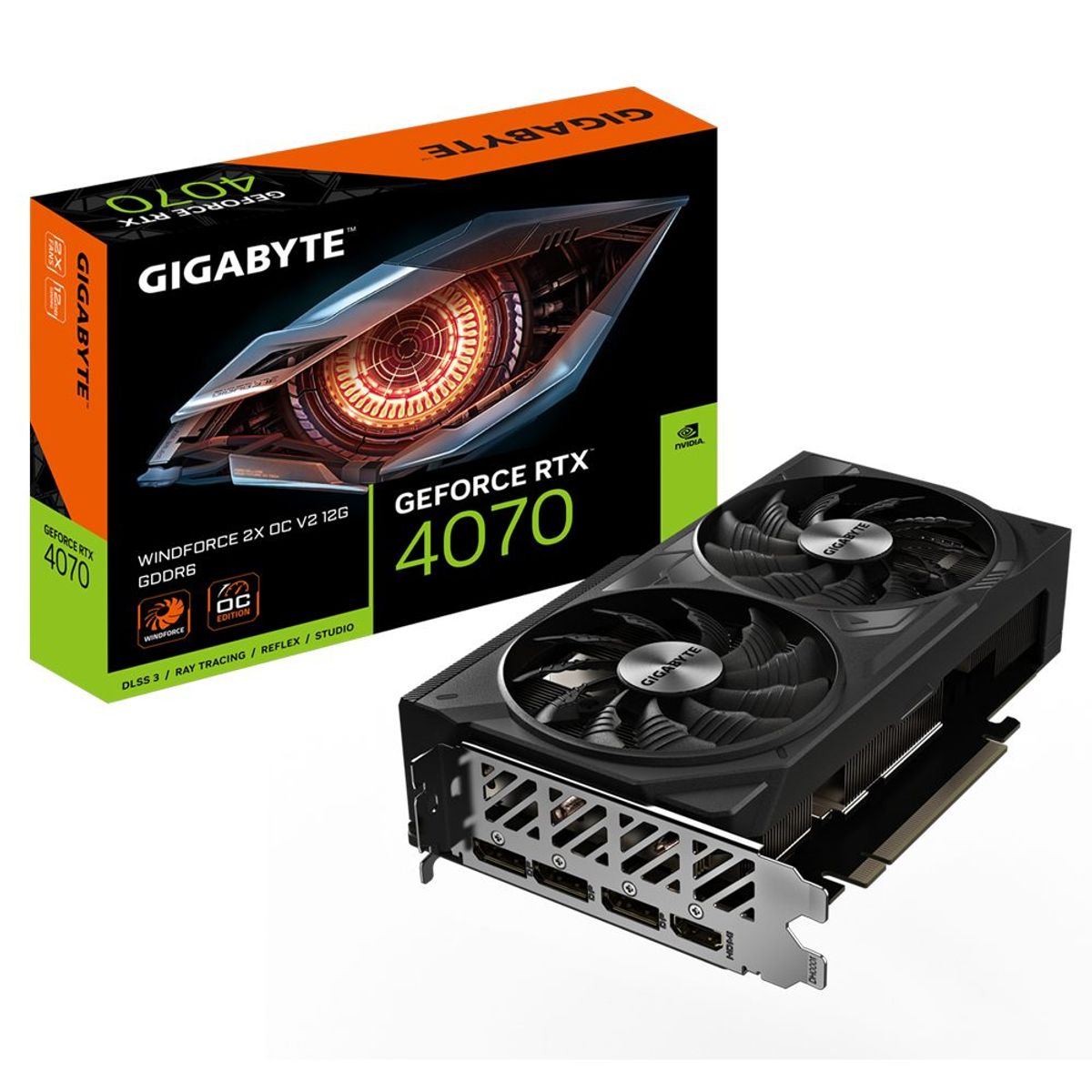 GIGABYTE - TARJETA DE VIDEO GIGABYTE GEFORCE RTX 4070 WINDFORCE 2X OC V2 12G