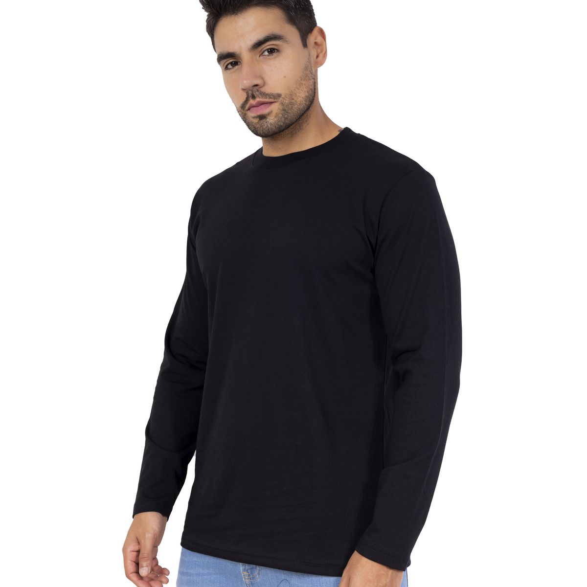 NEW YORK STARS - Polo Basico Manga Larga -Negro