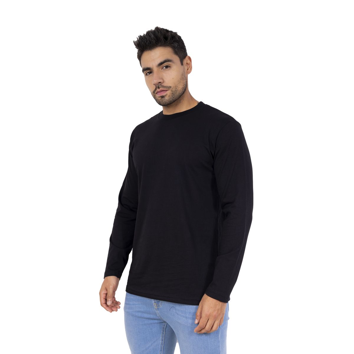 NEW YORK STARS - Polo Basico Manga Larga -Negro