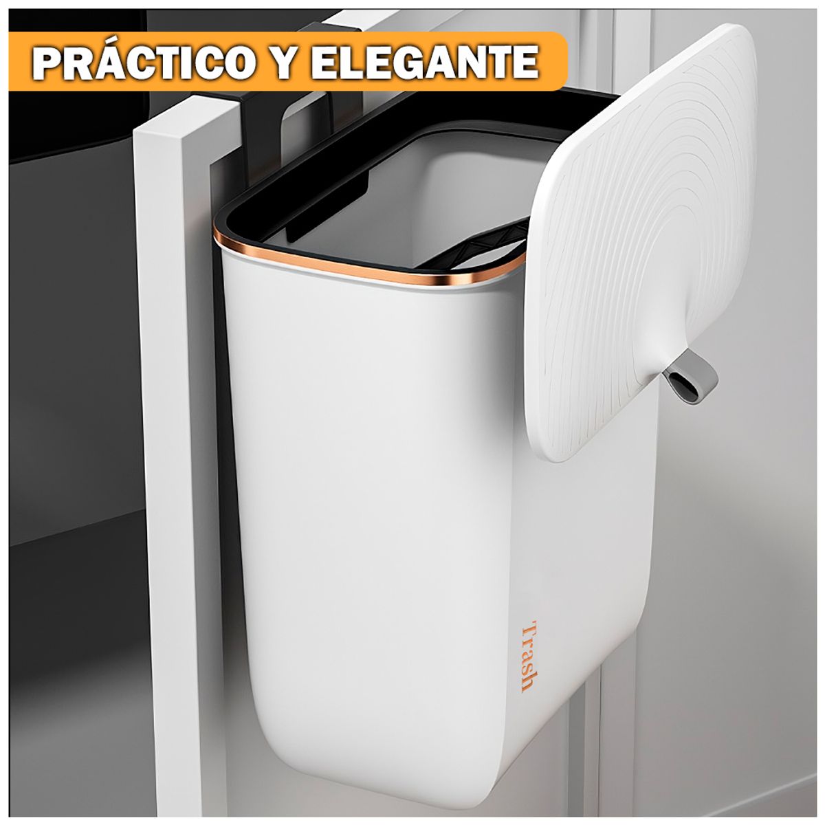 SASHIJA - Tacho de Basura Colgante Papelera Contenedor con Tapa H01 BL
