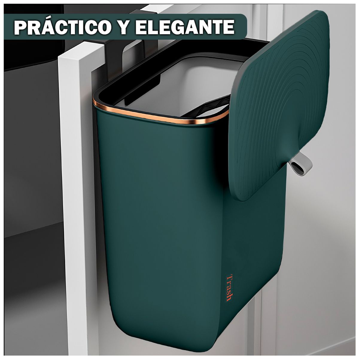 SASHIJA - Tacho de Basura Colgante Papelera Contenedor con Tapa H01 VD