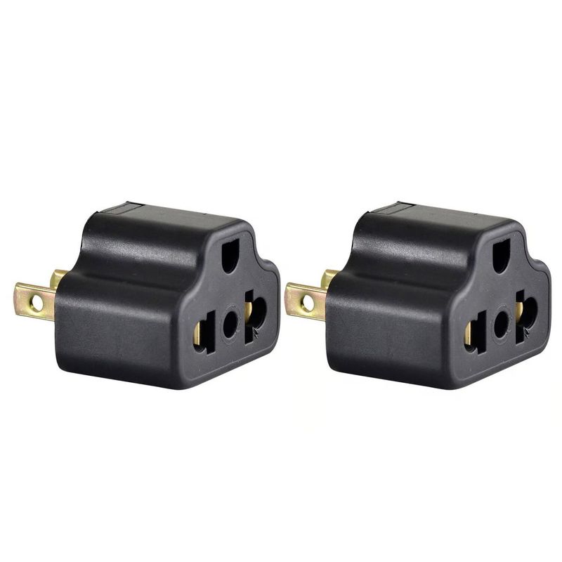 GENERICO - ADAPTADOR UNIVERSAL NEGRO PLANO 16A 250V PVC X 2 UNID