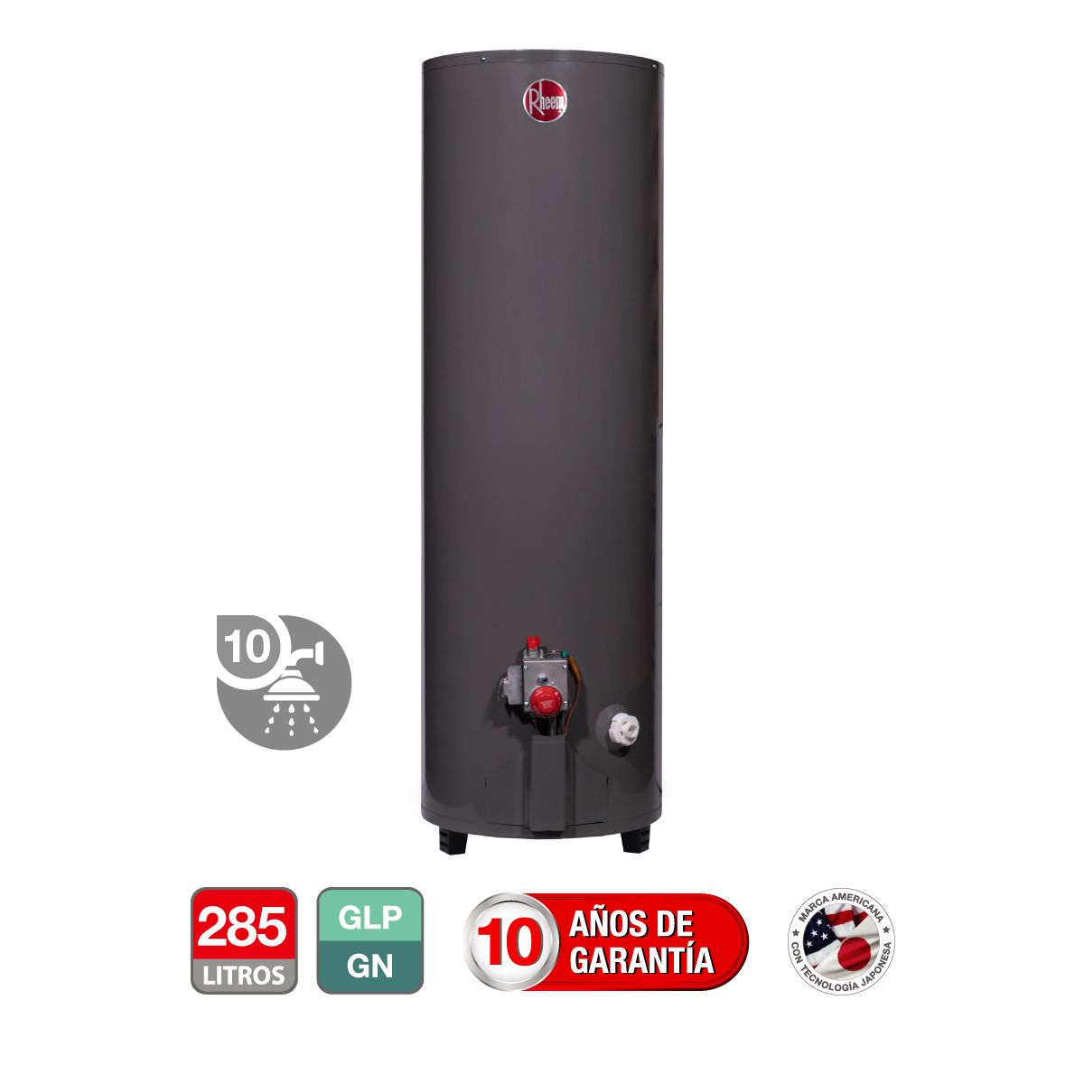RHEEM - TERMOTANQUE A GAS 285L RHEEM GAS LICUADO GLP - GAS DE BALÓN