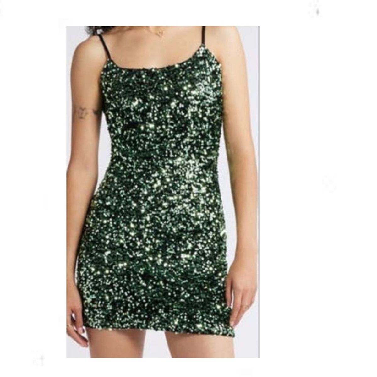 GENERICO - Vestido Alto de Lentejuelas - Verde - Talla L