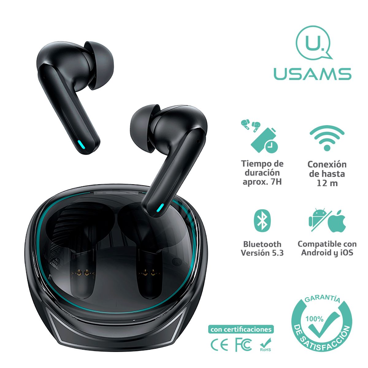 USAMS - Audífonos auriculares inalámbricos USAMS Gamer Canc soni 5.3