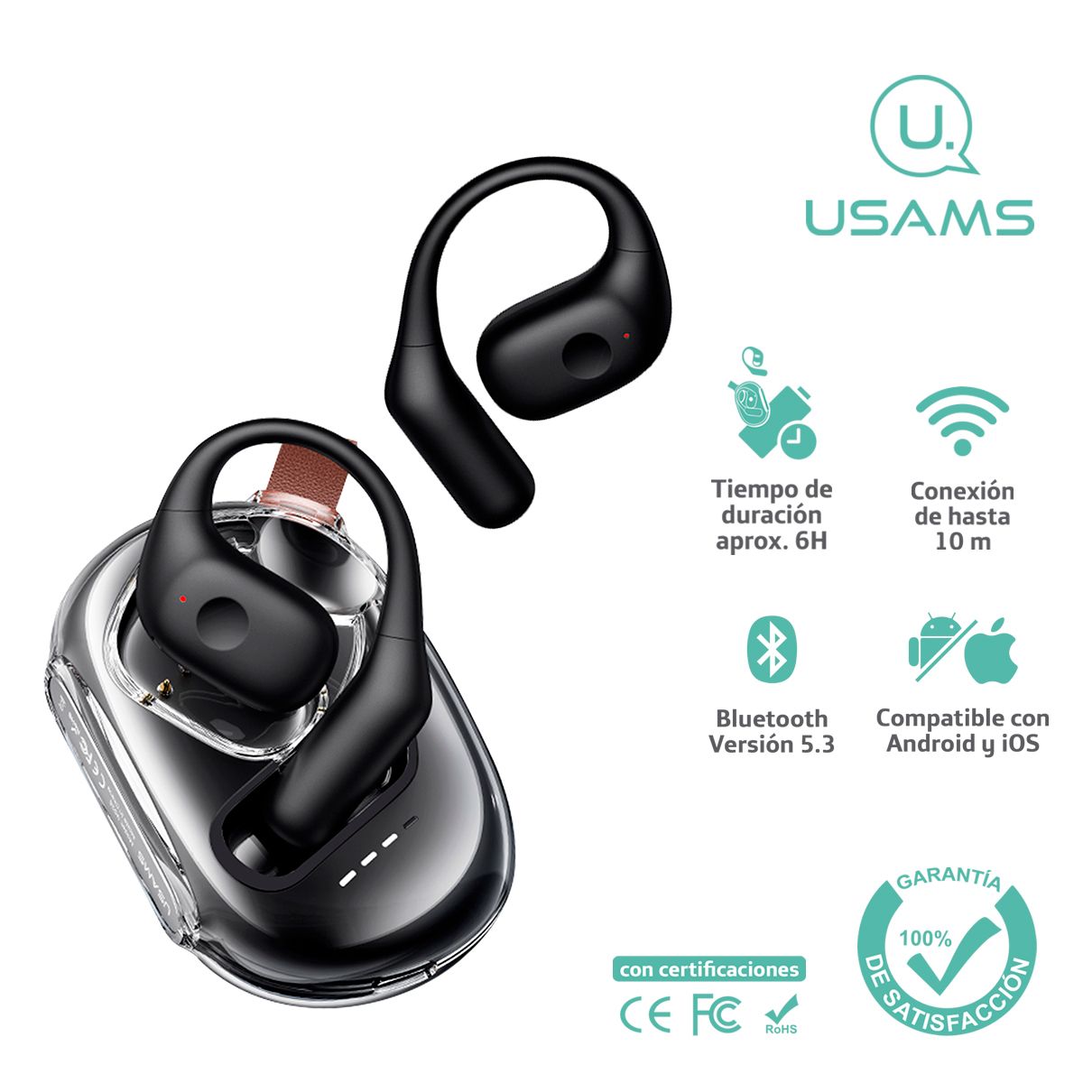 USAMS - Audífonos auriculares inalámbricos deporte USAMS 5.3 Ne UG26