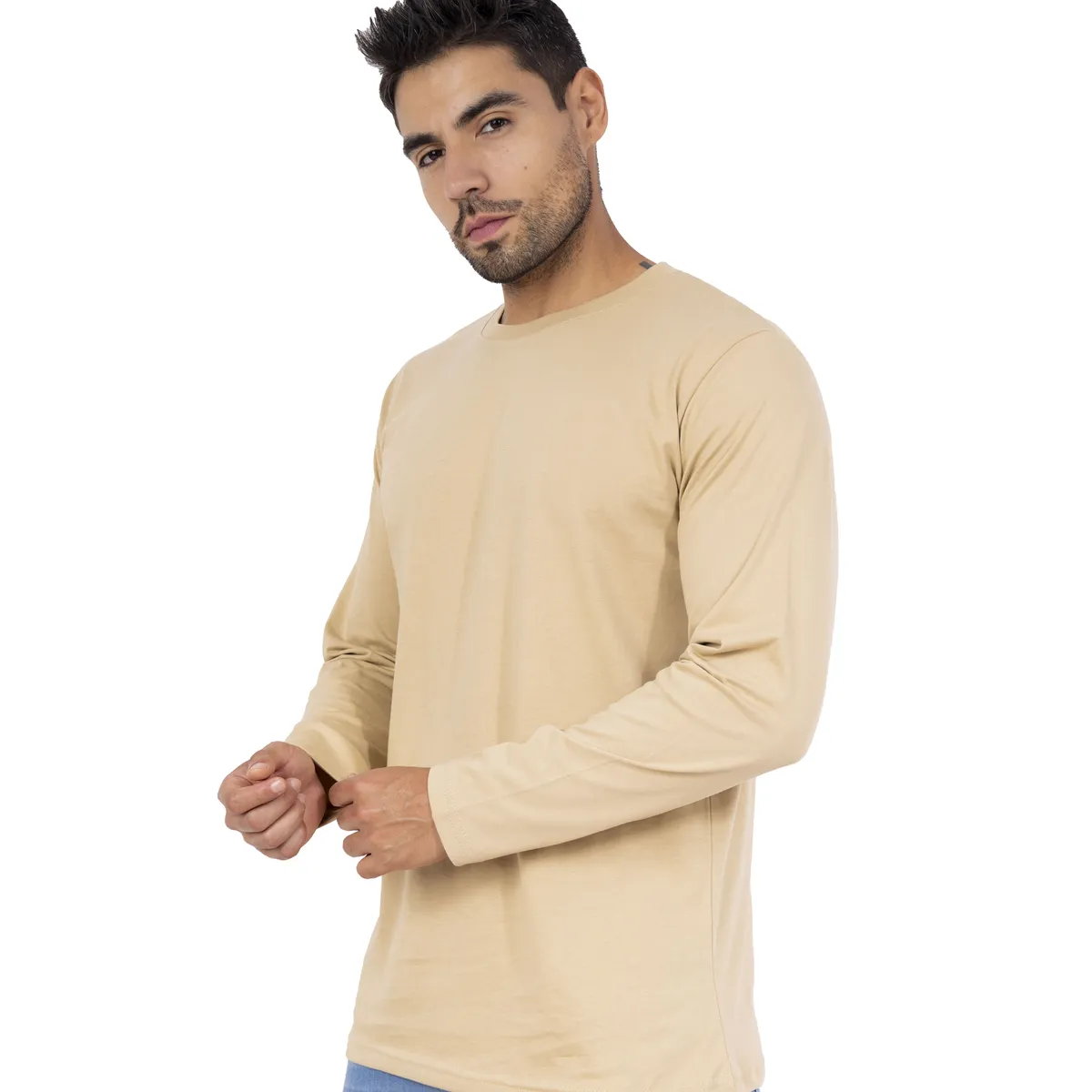 NEW YORK STARS - Polo Basico Manga Larga - Beige