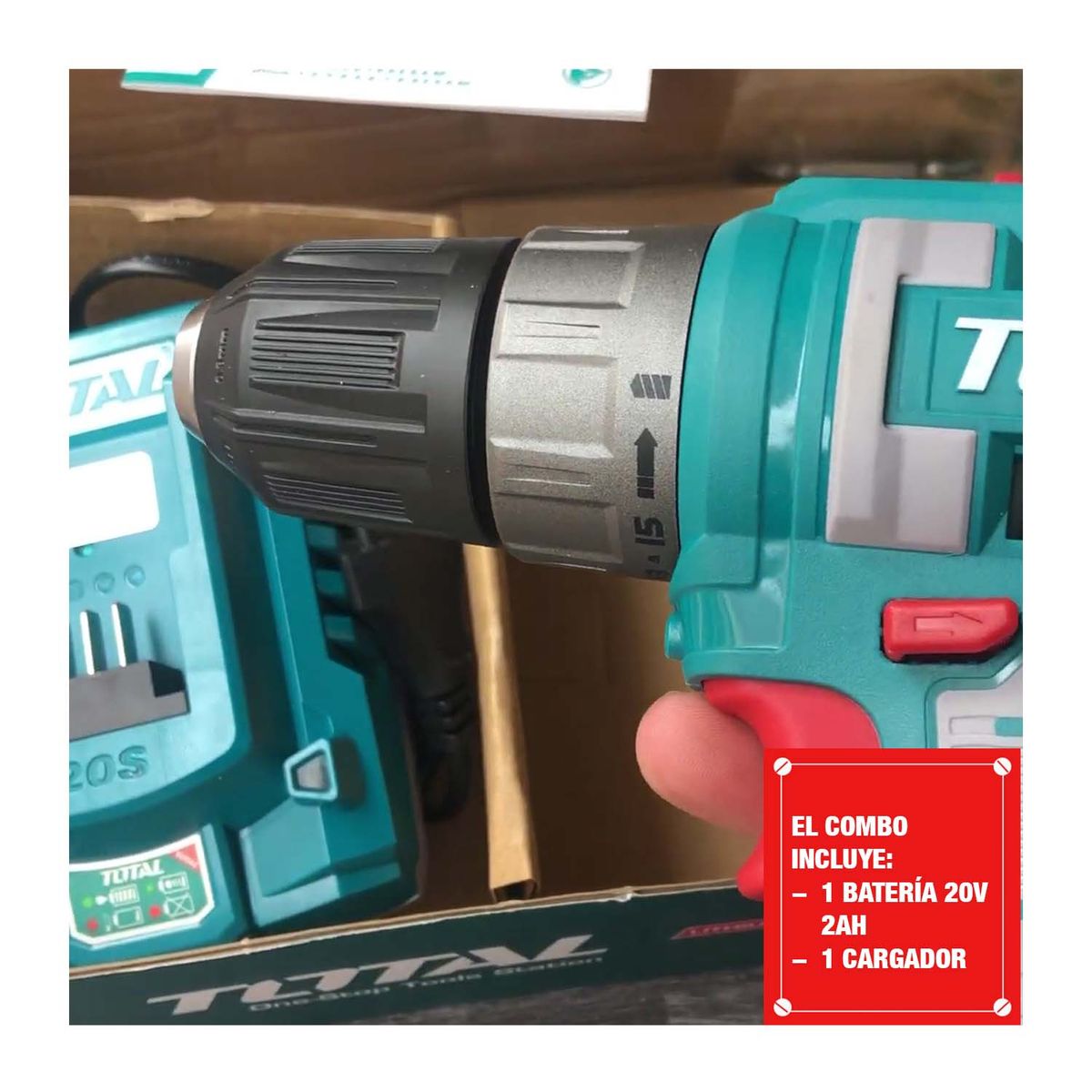 TOTAL TOOLS - TALADRO INALÁMBRICO 20V TOTAL + HIDROLAVADORA 2.8L/MIN + 21 ACCS