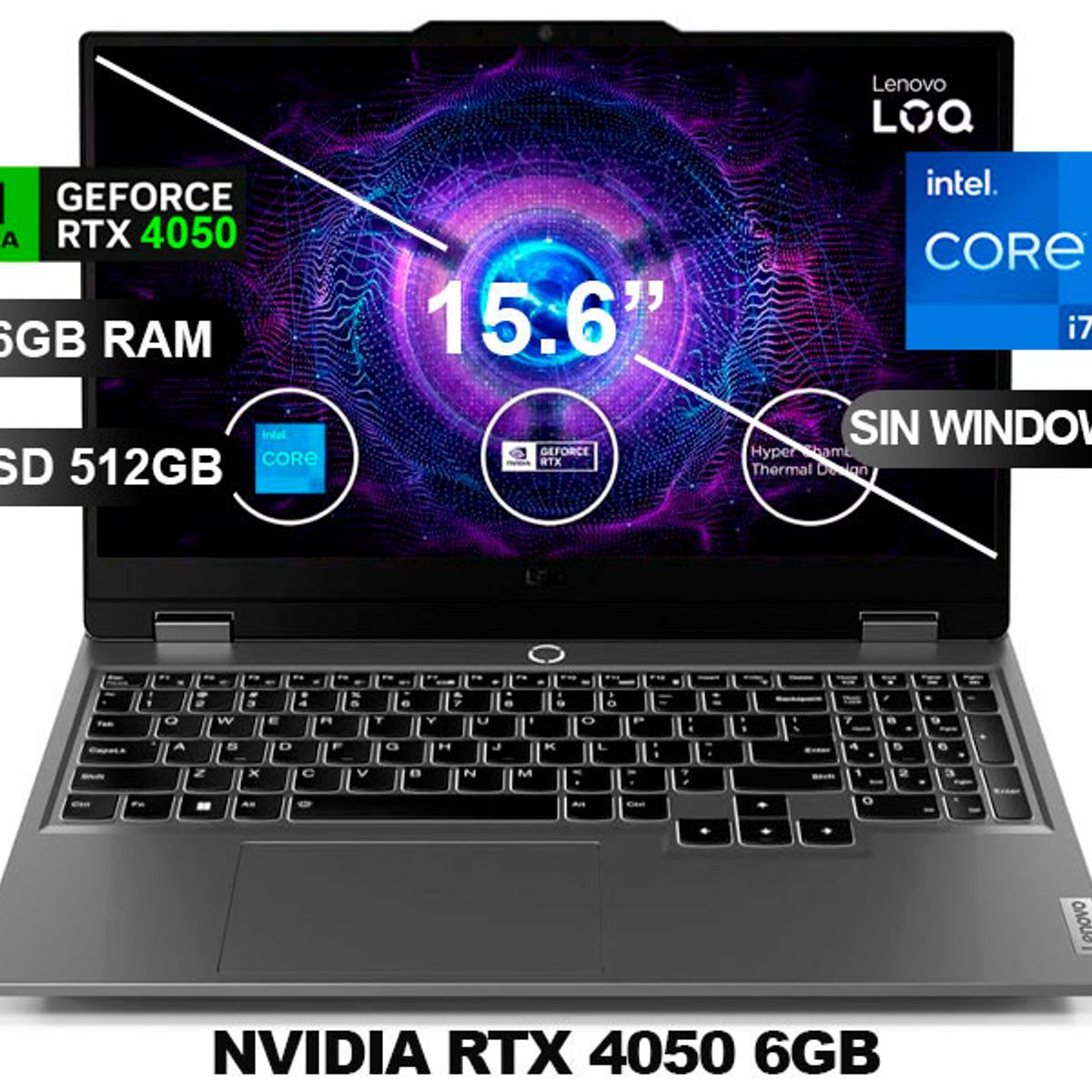 LENOVO - Laptop LENOVO LOQ 15IRX9 I7-13650HX RTX4050 16GB RAM 512GB SSD 15.6 SIN WINDOWS 83DV00FKLM
