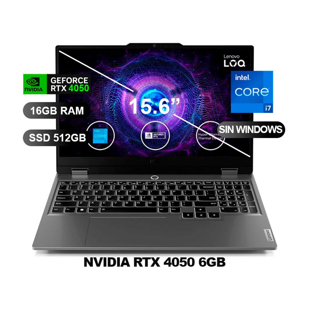 LENOVO - Laptop LENOVO LOQ 15IRX9 I7-13650HX RTX4050 16GB RAM 512GB SSD 15.6 SIN WINDOWS 83DV00FKLM