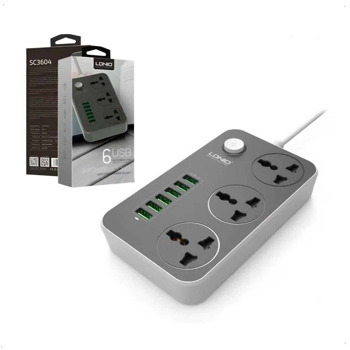 LDNIO - Regleta Ldnio Sc3604 Carga Rápida 6 Puertos Usb Carga Rapida