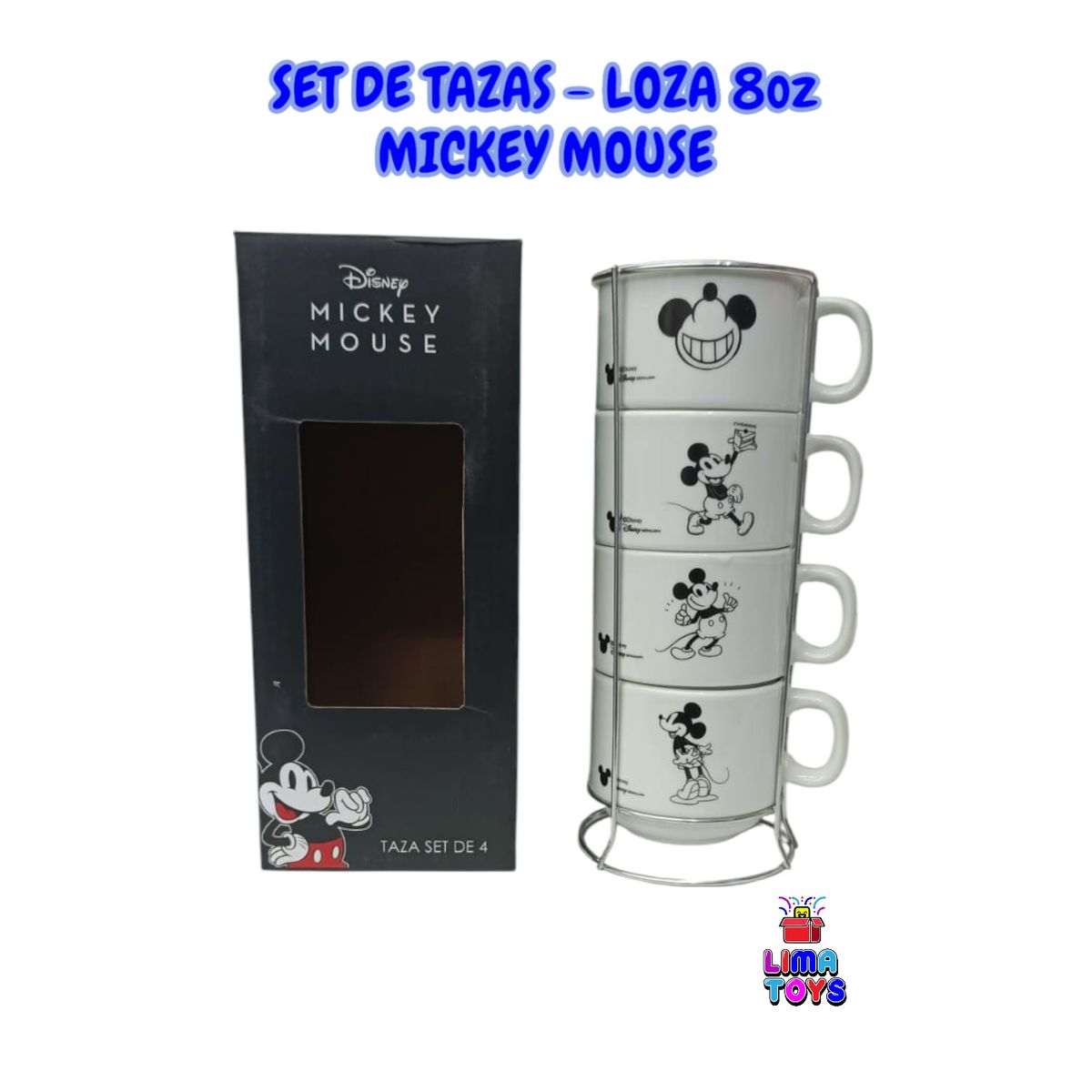 DISNEY - SET DE TAZAS DISNEY X 4 PIEZAS MICKEY