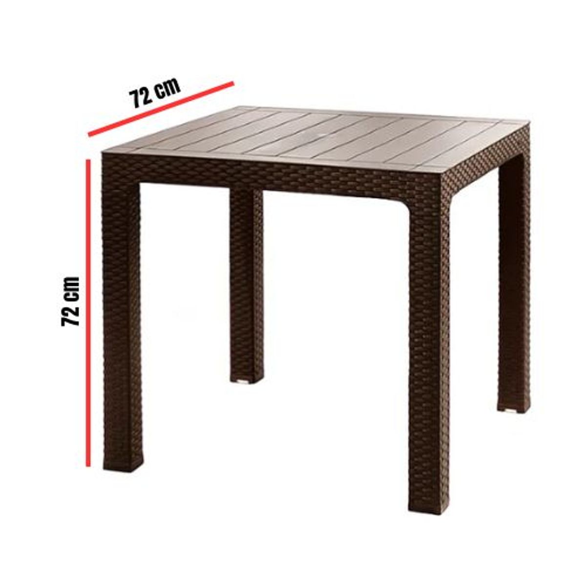 GENERICO - Mesa Cuadrada Roble para Terraza Modelo Ratán Color Marrón