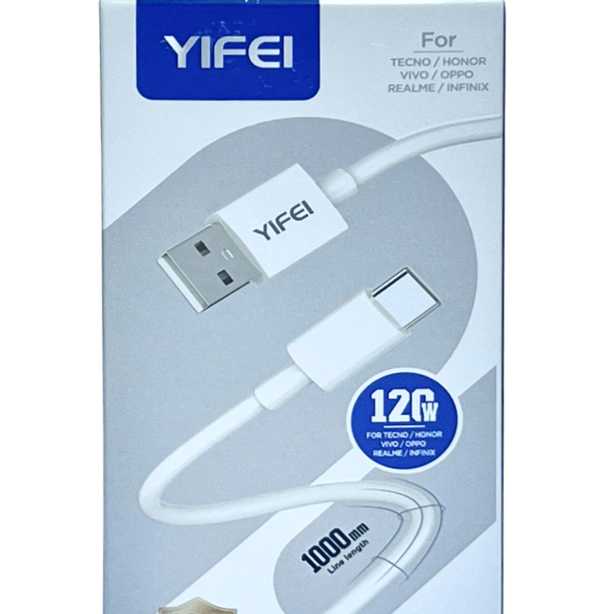 YI FEI - CABLE DE CARGA RAPIDA  USB A C PARA HONOR VIVO TECNO OPPO INFINIX 120W