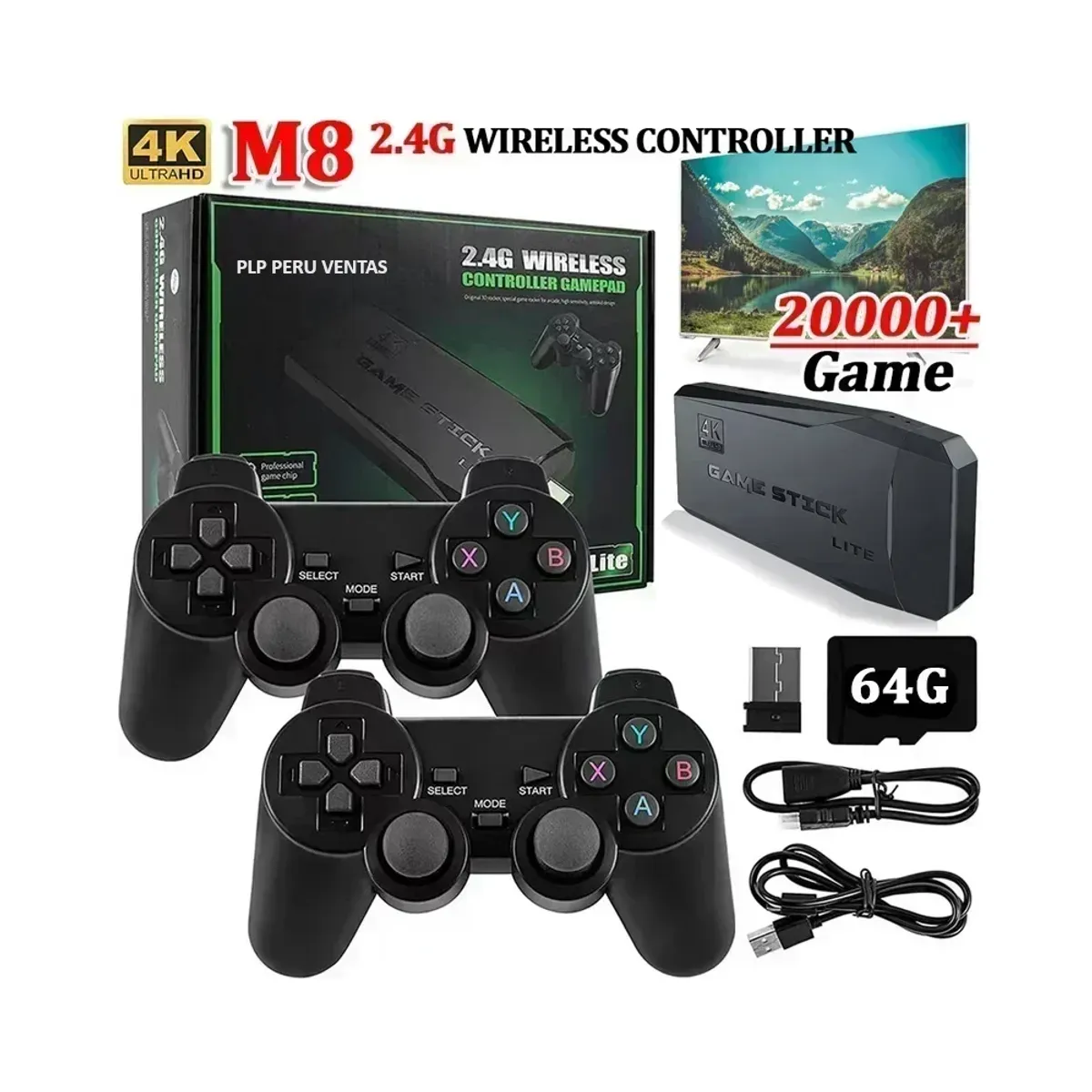 OEM - Consola Retro M8 Mandos Dual Inalambricos 64GB