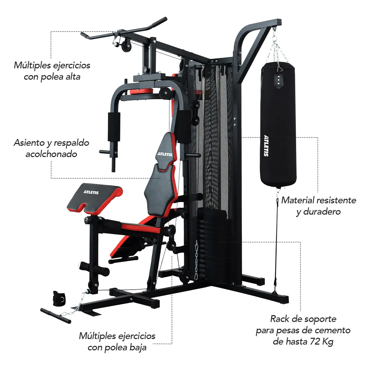 ATLETIS - Home Gym Xtreme Force 400 - Todo en uno 72Kg
