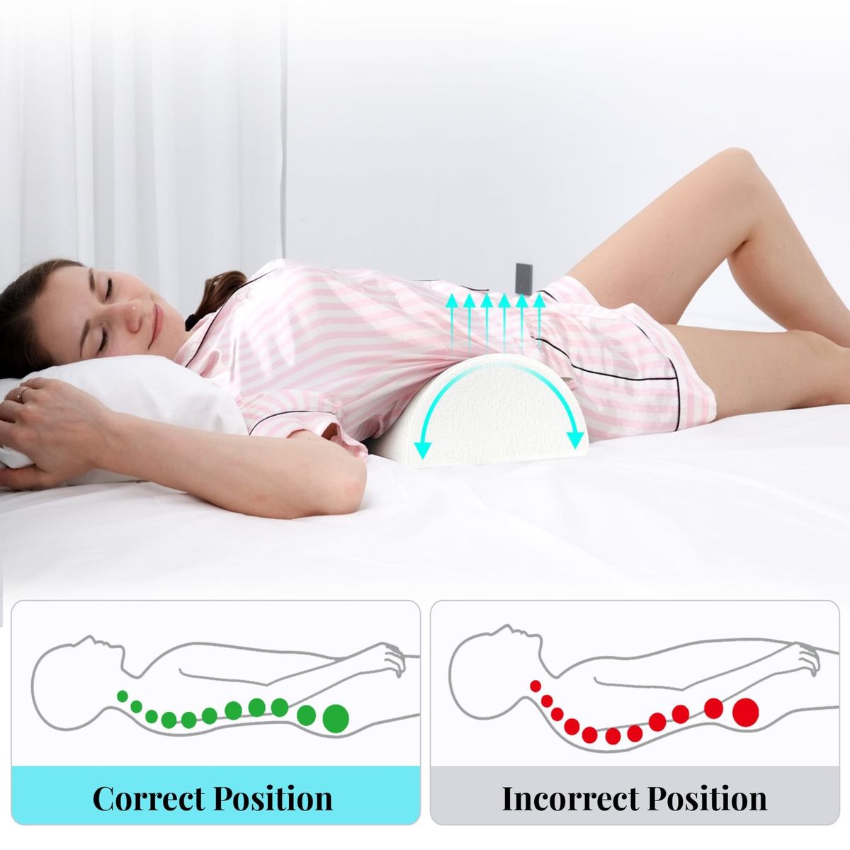 GENERICO - ALMOHADA LUMBAR MEDIA LUNA ORTOPEDICA