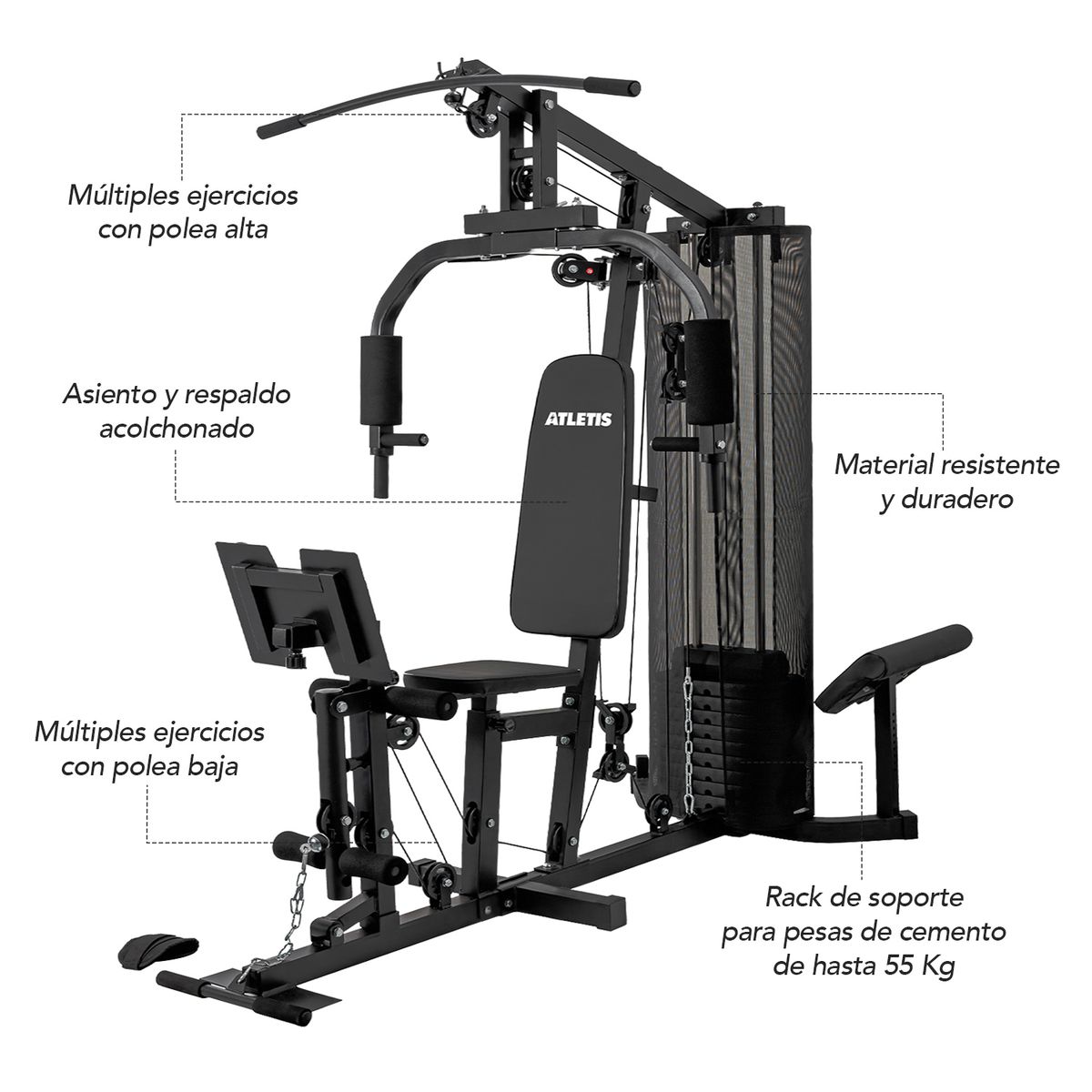 ATLETIS - Home Gym Multifuncional 55Kg Xtreme Force 300 Pro