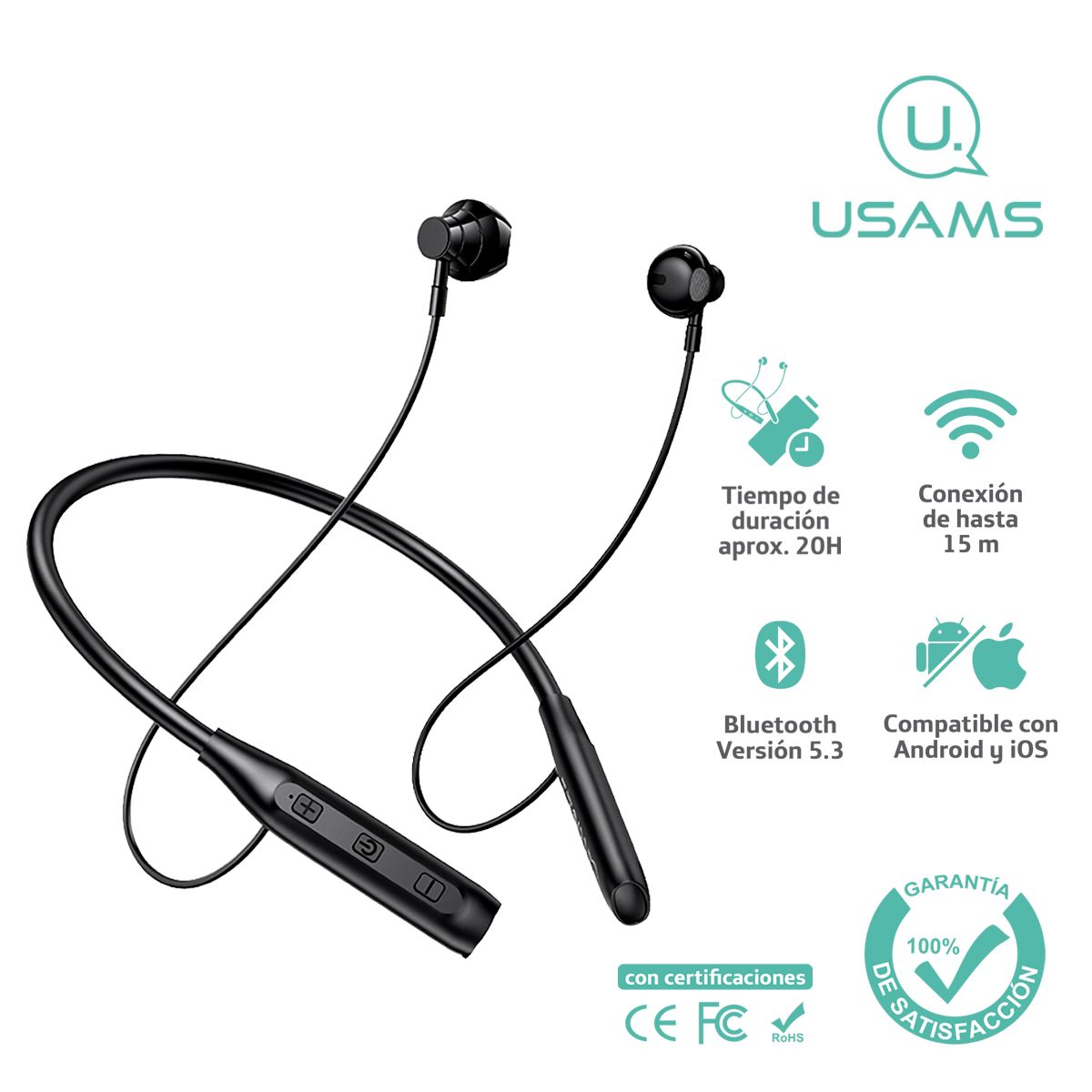 USAMS - Audífonos auriculares inalámbricos deporte USAMS 5.3 Ne YQ24