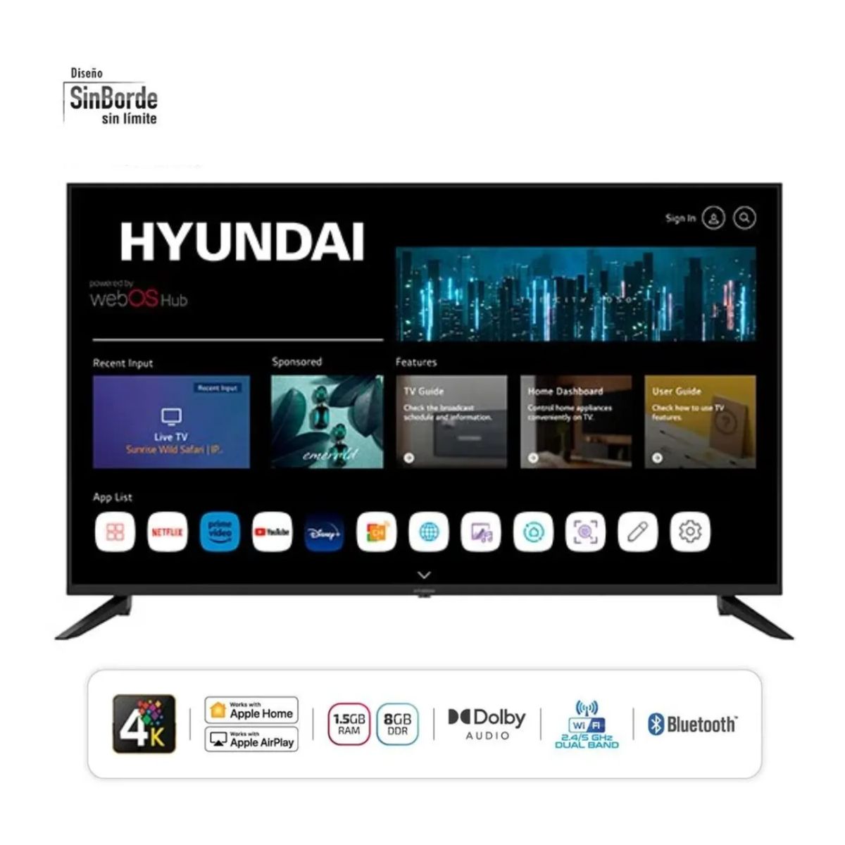 HYUNDAI - TELEVISOR HYUNDAI 50 SMART TV WEBOS HUB 4K UHD LED - HYLED5022W4KM