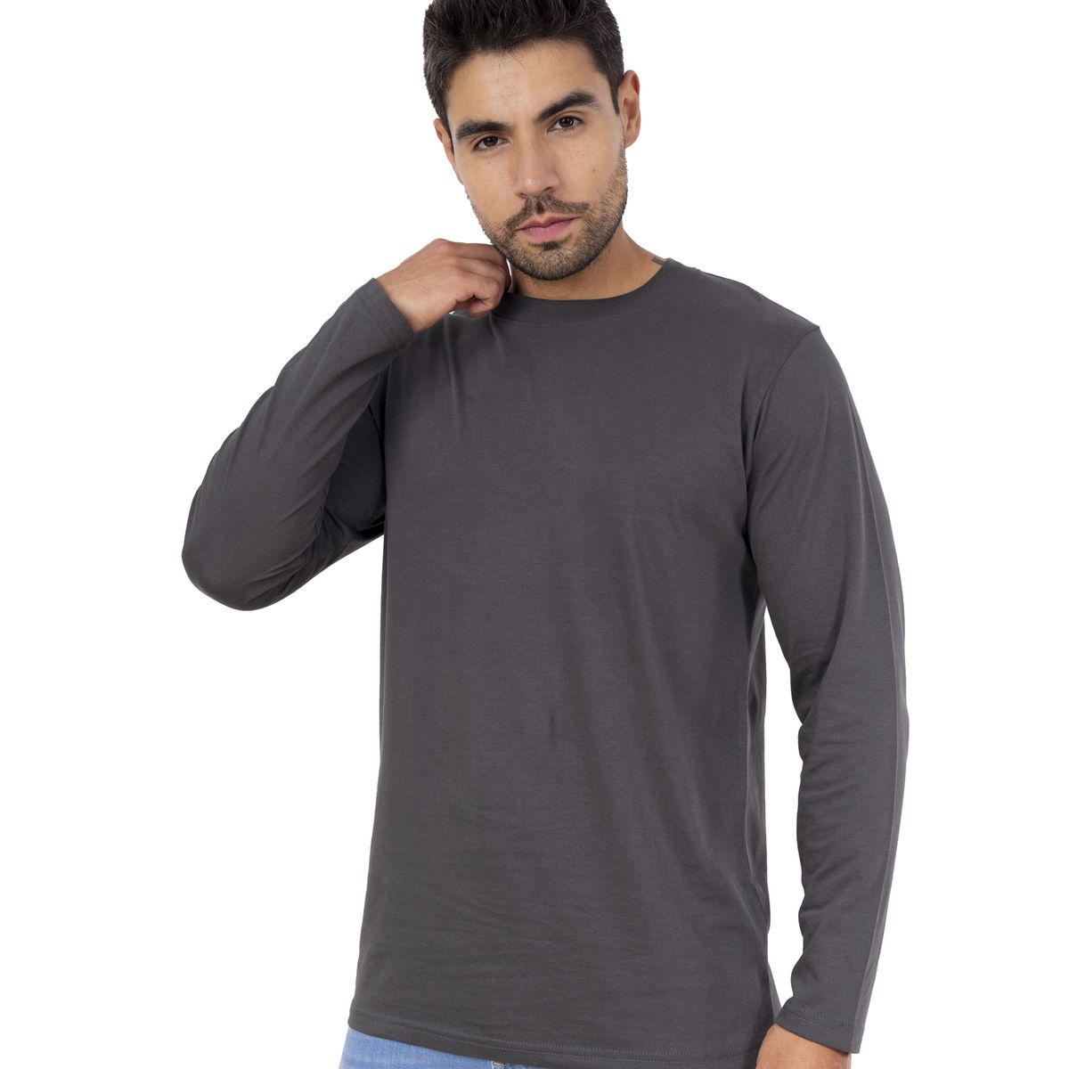 NEW YORK STARS - Polo Basico Manga Larga - Gris