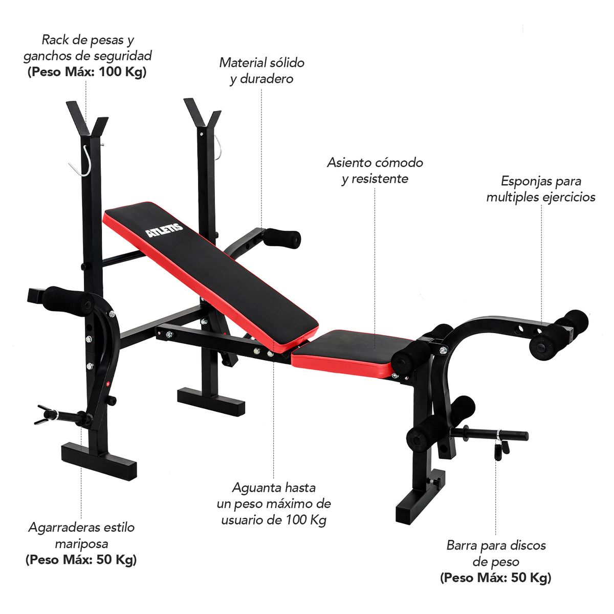 ATLETIS - Press Banca Multifunción F3000 Roja
