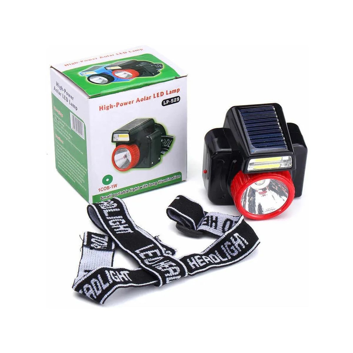 GENERICO - Linterna Minera para Cabeza con Panel Solar de Carga para Camping