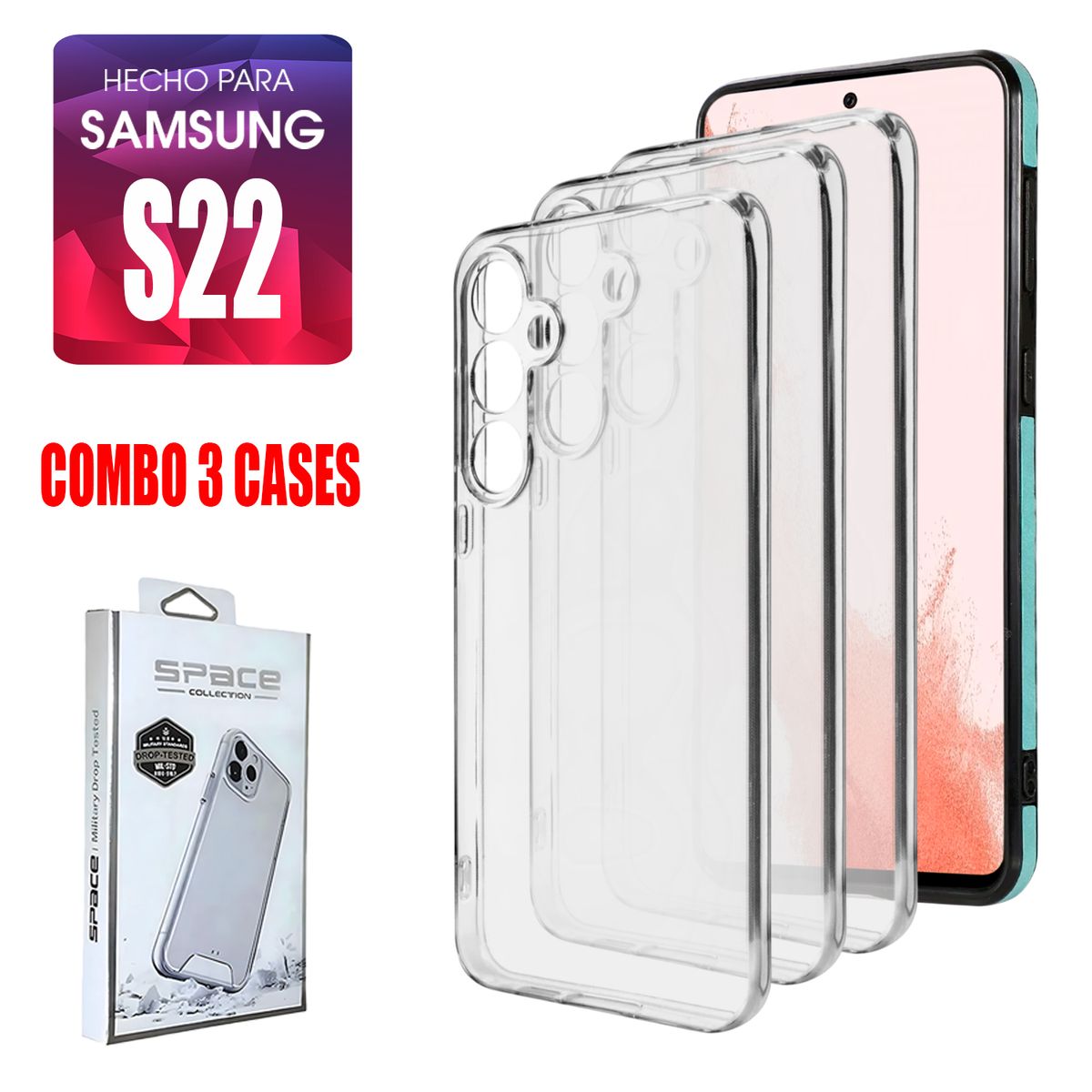 ASIA IMPORT - Combo Case Space Transparente Para Samsung S22