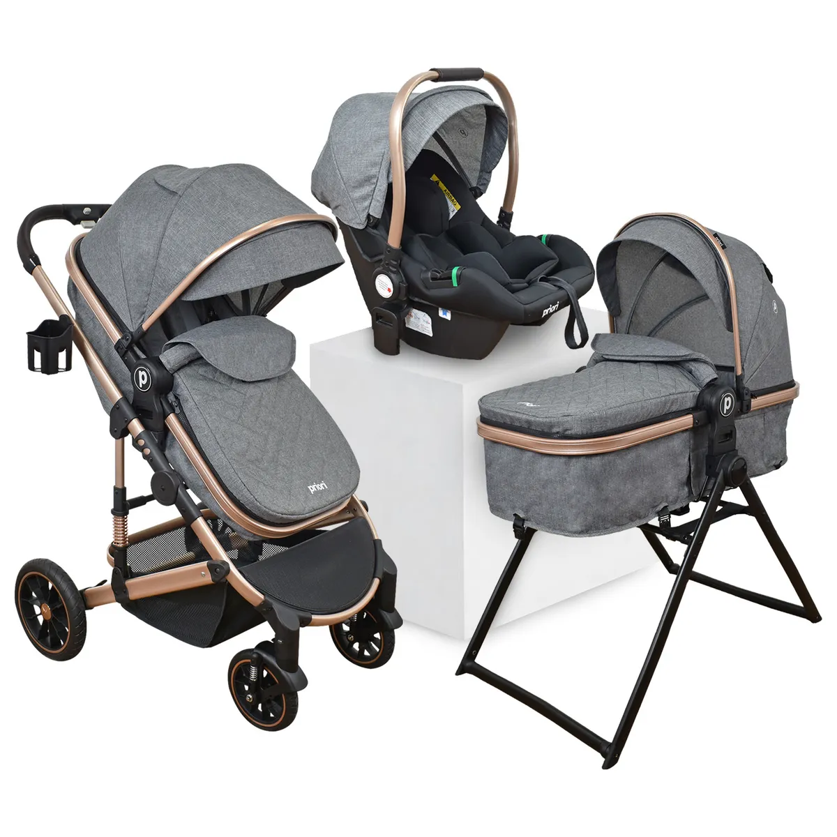 PRIORI - Coche Bebé 4 en 1 Travel System Priori Cris Gris