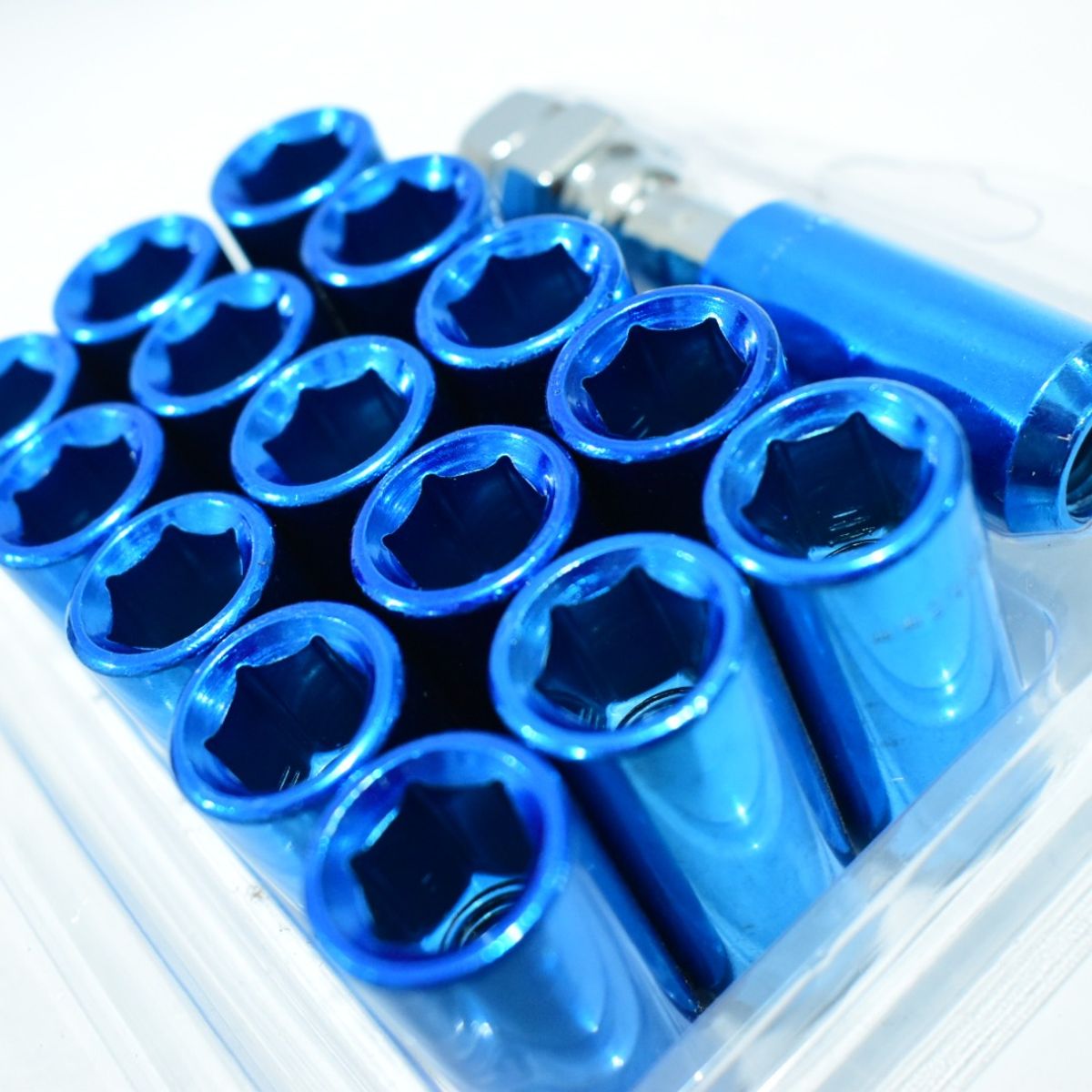 GENERICO - TUERCA DE RUEDA TUBULAR 16+1 32MM COLOR AZUL 12X125