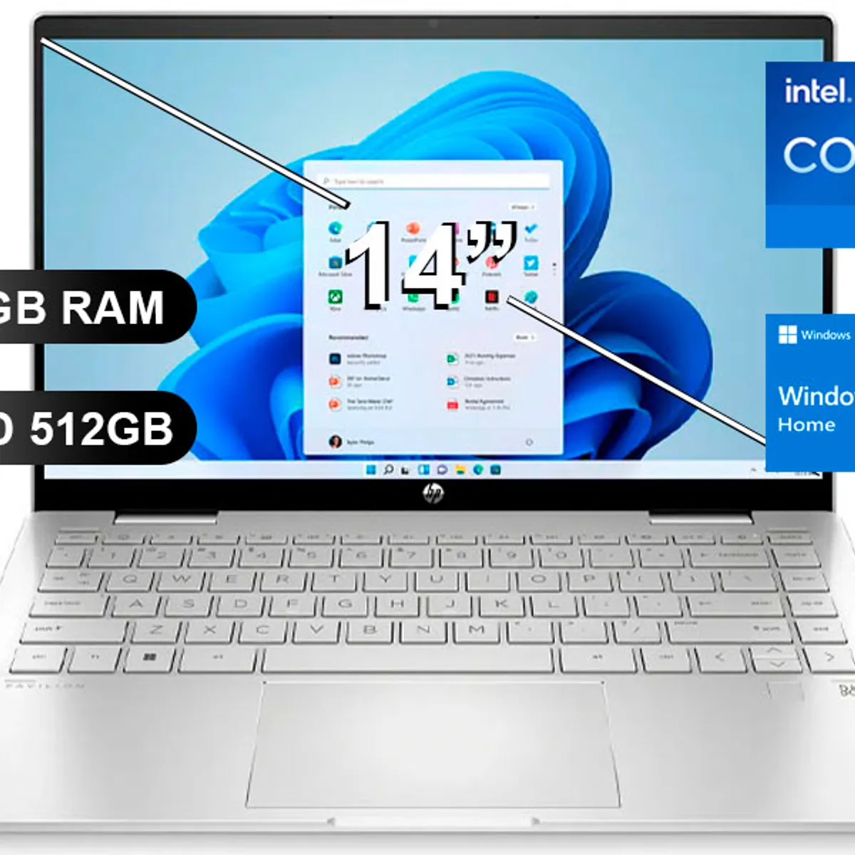 HP - Laptop HP PAVILION X360 14-EK1001LA I7-1355U 16GB RAM 512GB SSD 14 WIN 11H 827F6LA