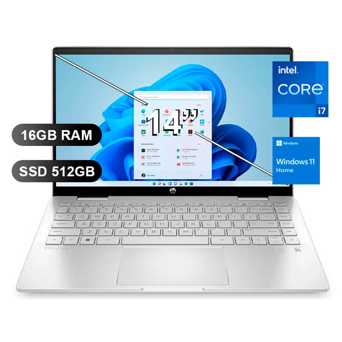 HP - Laptop HP PAVILION X360 14-EK1001LA I7-1355U 16GB RAM 512GB SSD 14 WIN 11H 827F6LA