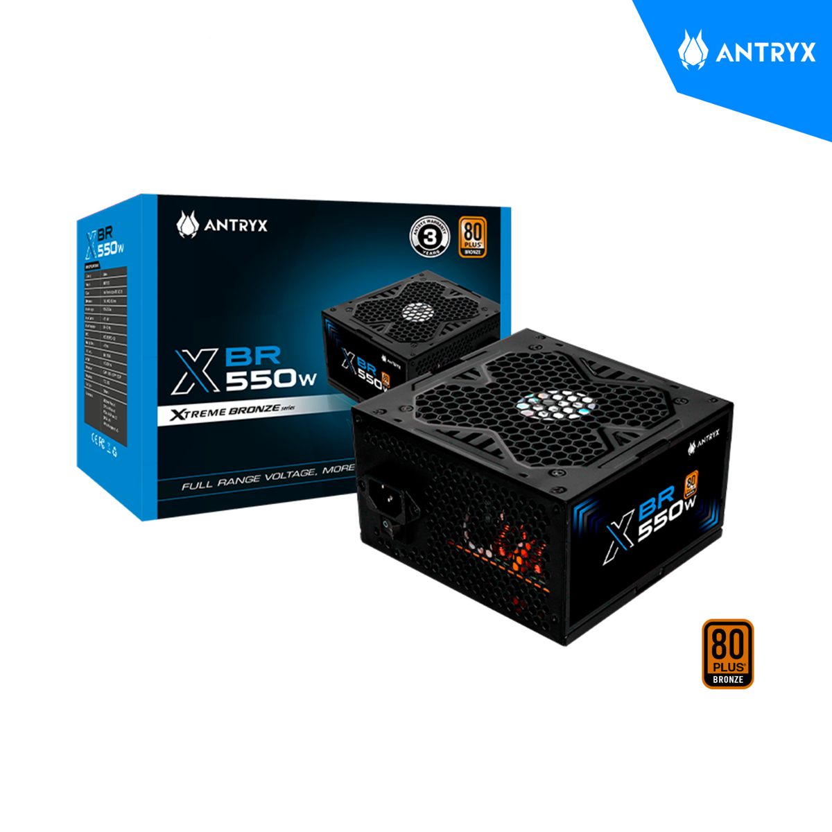 ANTRYX - FUENTE PODER ANTRYX 550W XBR-550 80 PLUS BRONZE