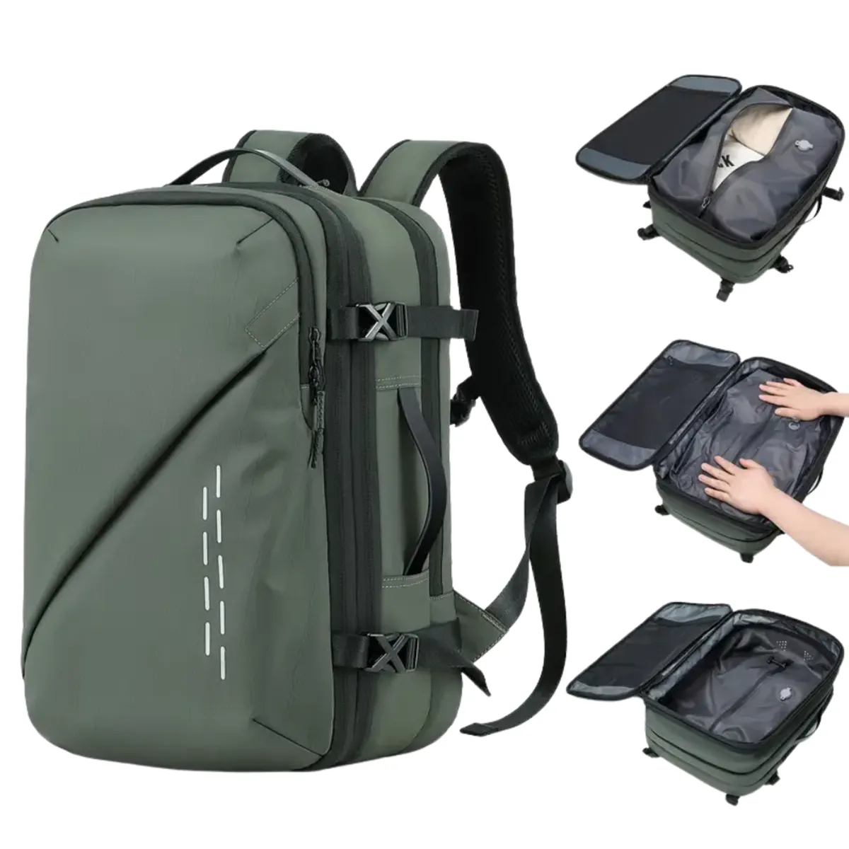 GENERICO - AIRBAG Mochila Viajera con bolsa compresora para viajes Verde