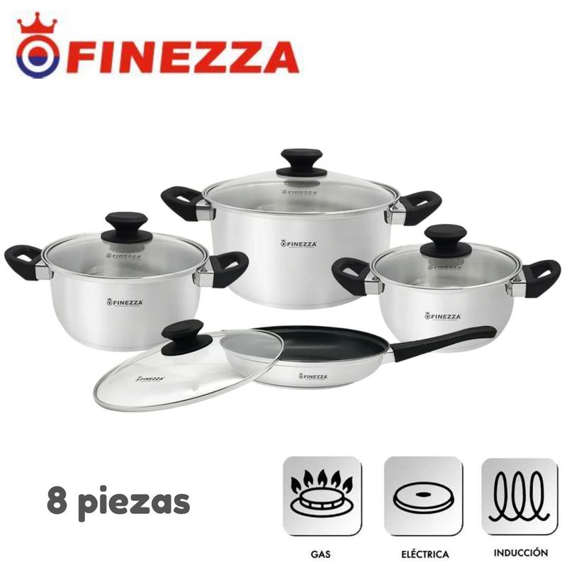 FINEZZA - Juego De Olla Finezza Lorenza 8 Piezas Fz-1053TS Acero Inox 18/10