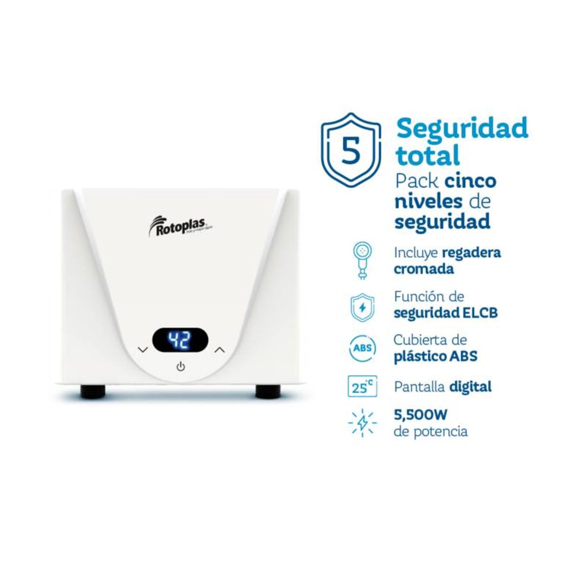 ROTOPLAS - Terma instantánea Digital Max 5500w