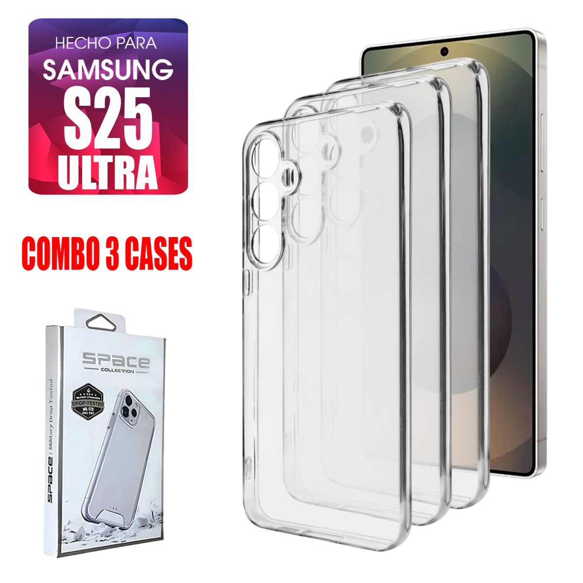 ASIA IMPORT - Combo Case Space Transparente Para Samsung S25 Ultra