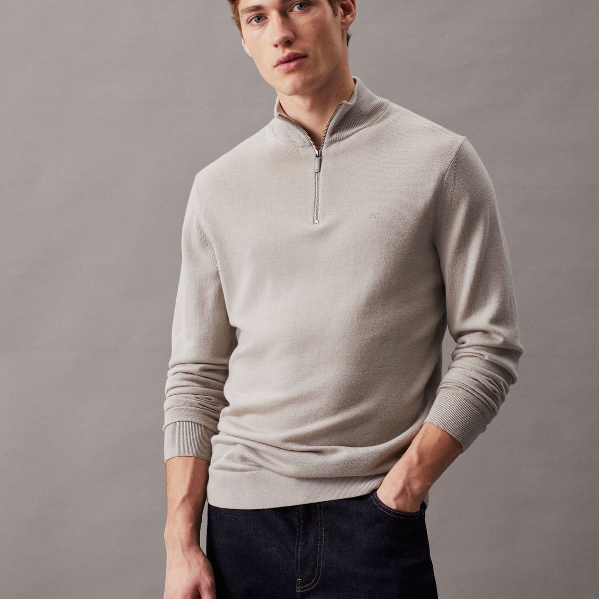 CALVIN KLEIN - SWEATER MERINO QUARTER ZIP