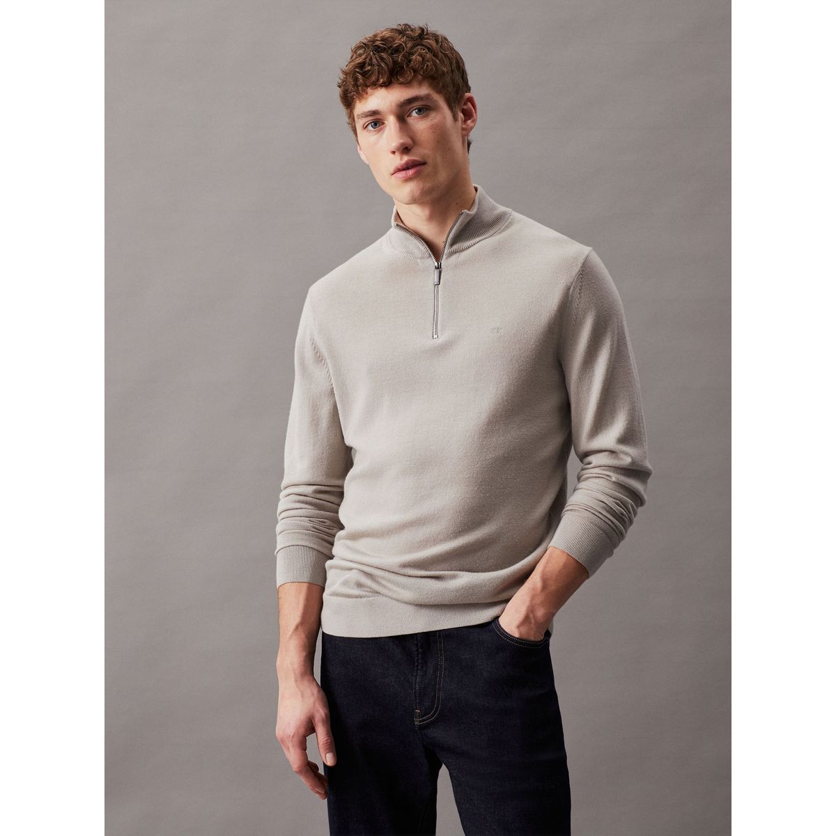 CALVIN KLEIN - SWEATER MERINO QUARTER ZIP