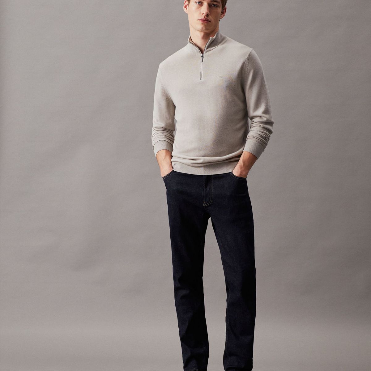 CALVIN KLEIN - SWEATER MERINO QUARTER ZIP