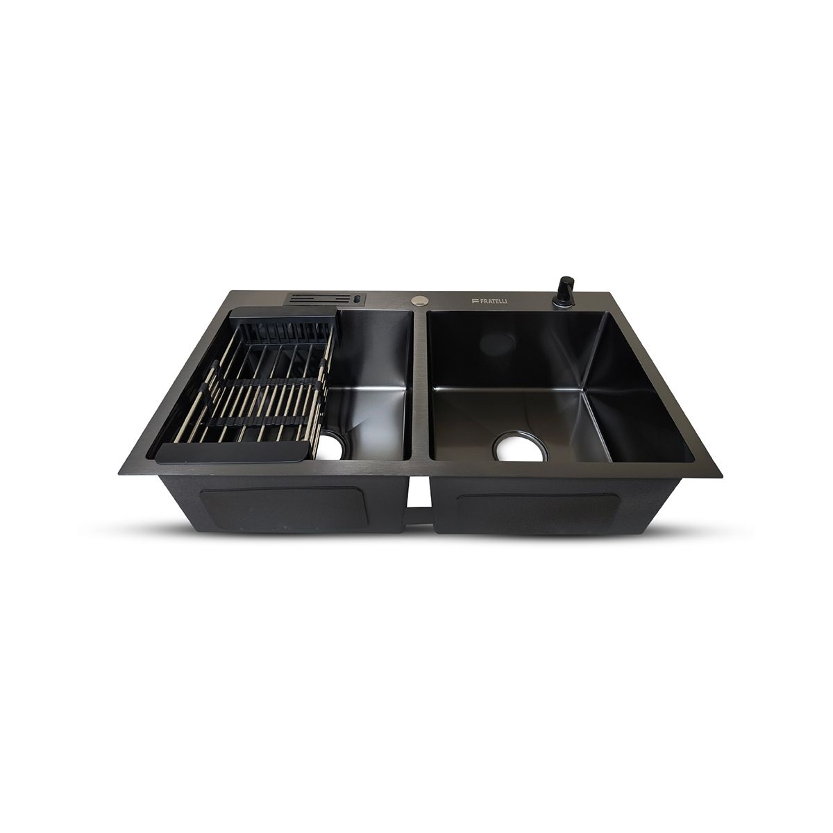FRATELLI - Prm-8448B Lavadero Prime De Acero Inox Black Doble Poza CAcces 84X48X23Cm - Fratelli