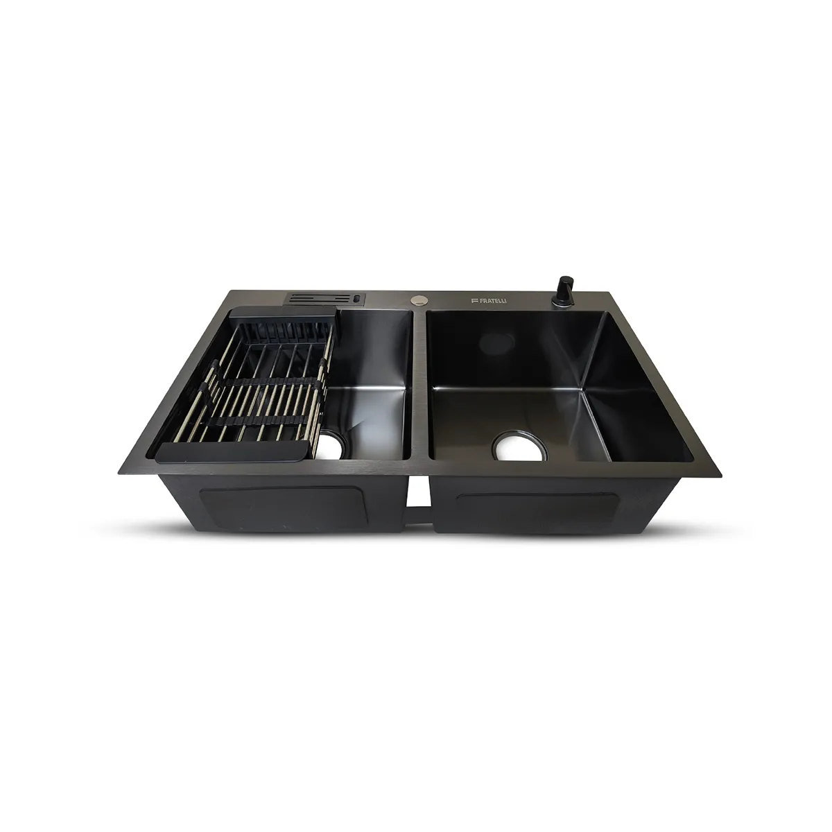 FRATELLI - Prm-8448B Lavadero Prime De Acero Inox Black Doble Poza CAcces 84X48X23Cm - Fratelli