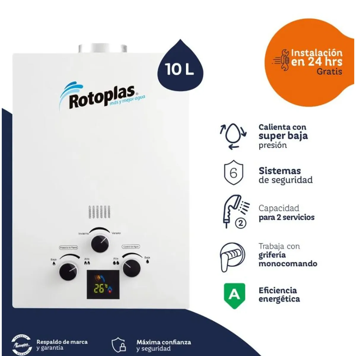 ROTOPLAS - TERMA A GAS ROTOPLAS FLAMING 14L GLP