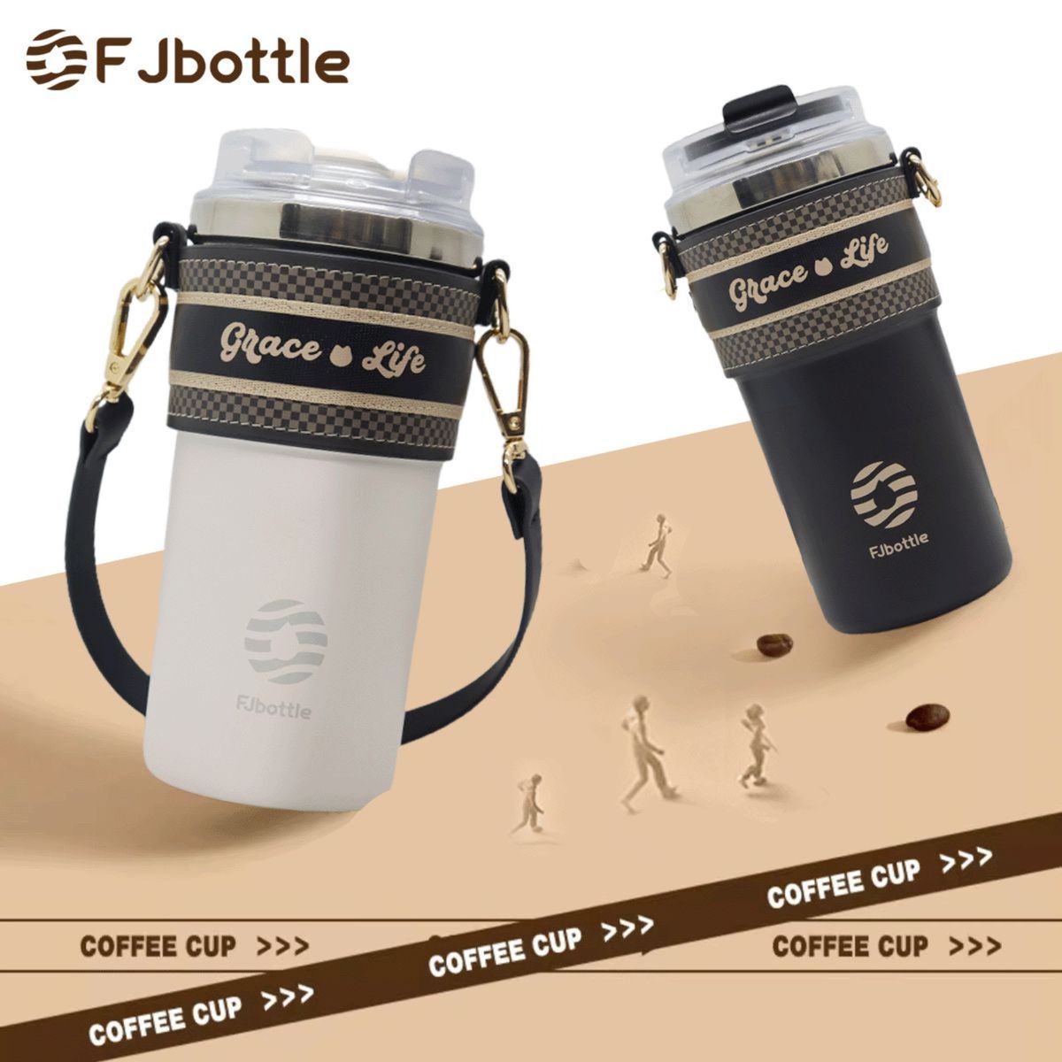 FJBOTTLE - FJBottle - Taza térmica de café con aislamiento de acero inoxidable 500ml - Blanco