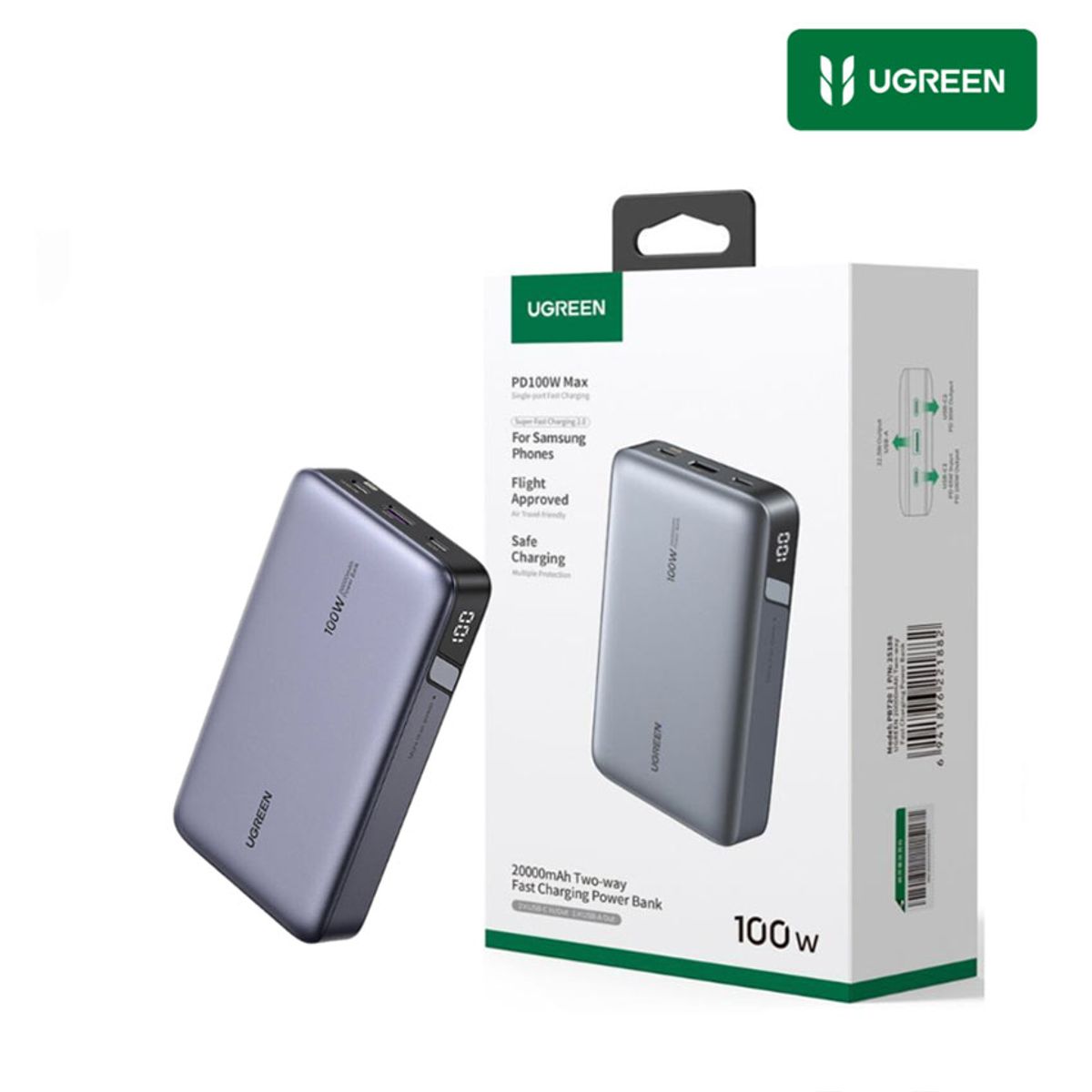 UGREEN - PowerBank Ugreen Nexode 100w 20,000mAh con Cable USB-C Para Galaxy iPhone 16