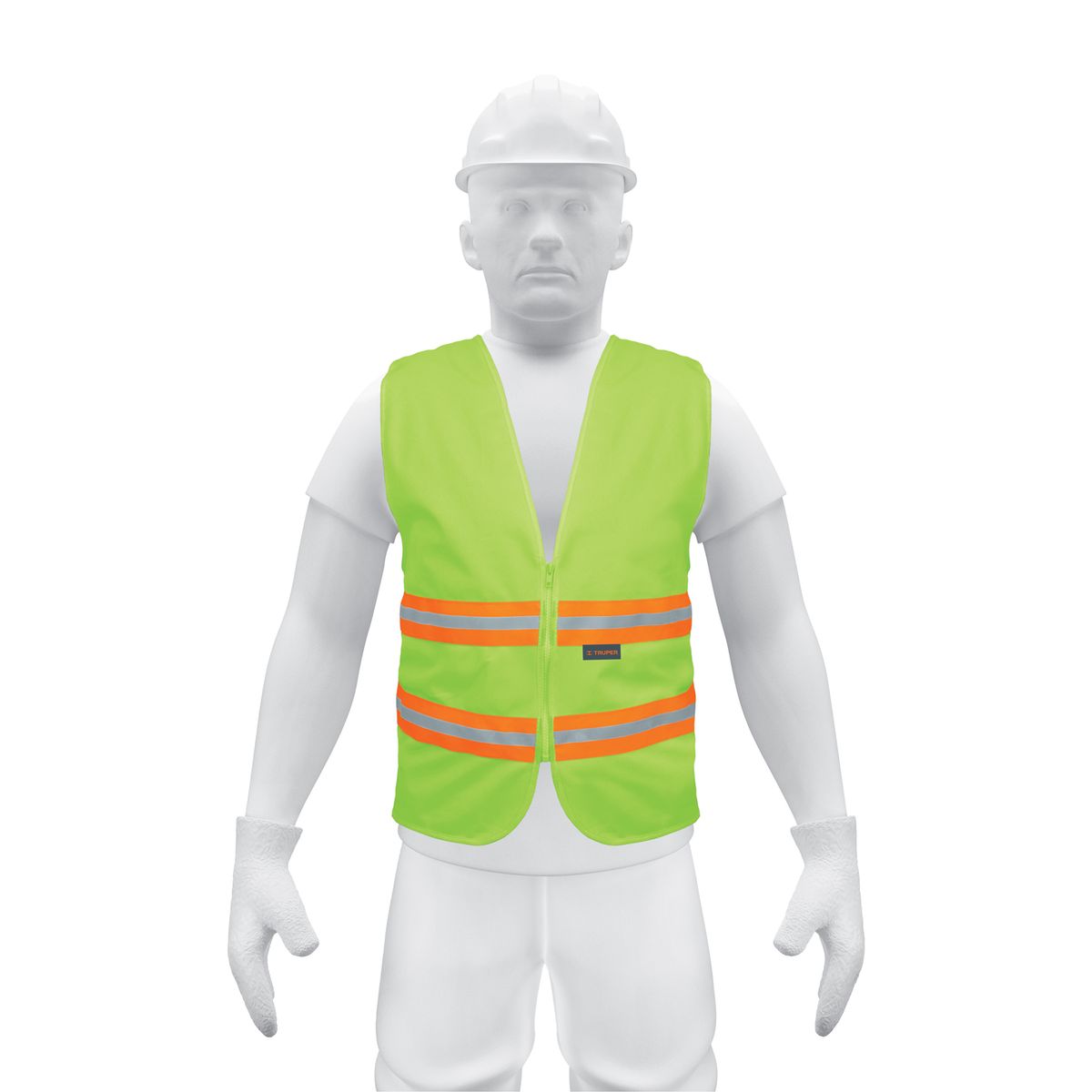 TRUPER - Chaleco de seguridad verde alta visibilidad con cierre Truper